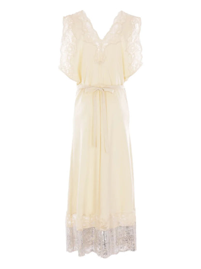 Lace-Trimmed Midi Dress