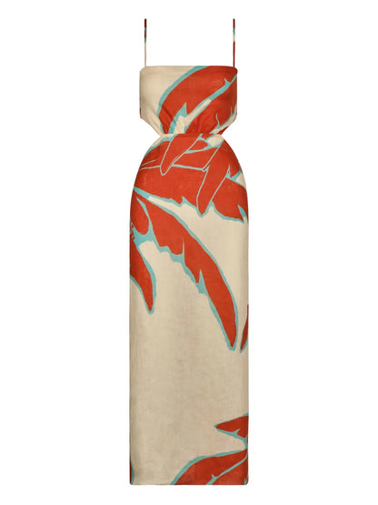 Palms Linen Maxi Dress