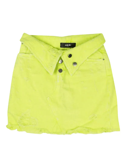 Denim Destroyed Mini Skirt