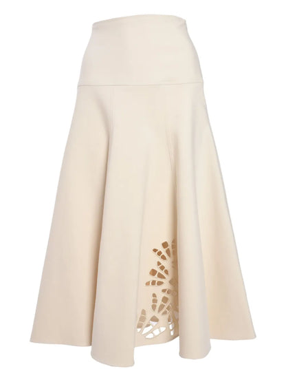 Guipure-Detail Midi Skirt