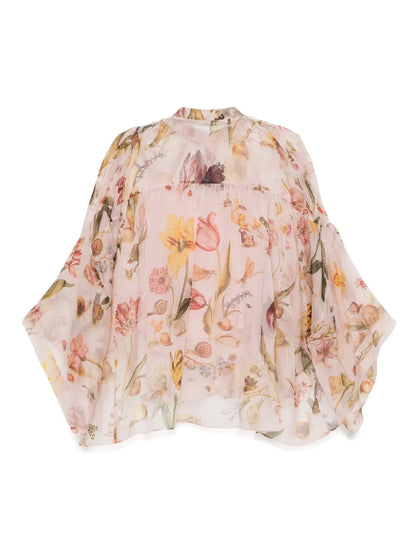 Lightweight Gathered Long-Sleeved Blouse