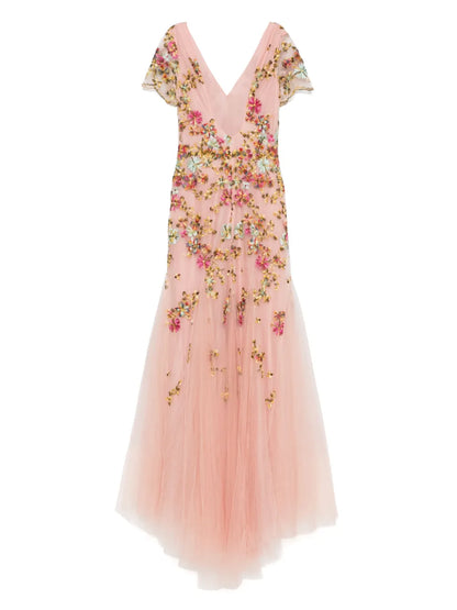 Embroidered Tulle Midi Dress
