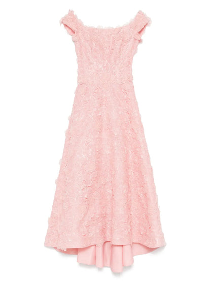 Floral-Embroidered Midi Dress