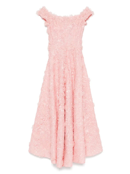 Floral-Embroidered Midi Dress