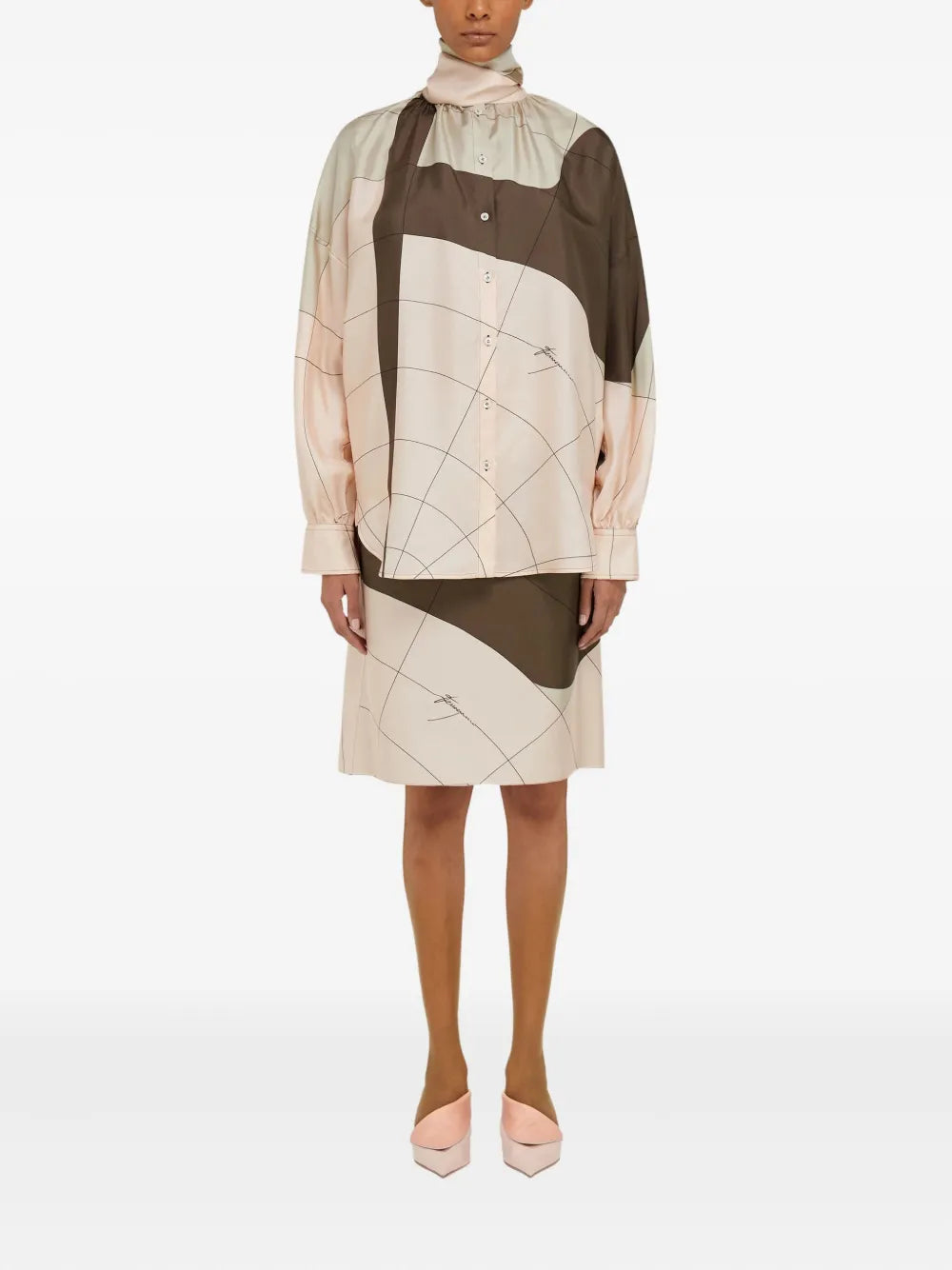 Printed Silk Midi Skirt