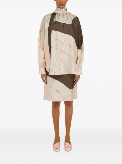 Printed Silk Midi Skirt