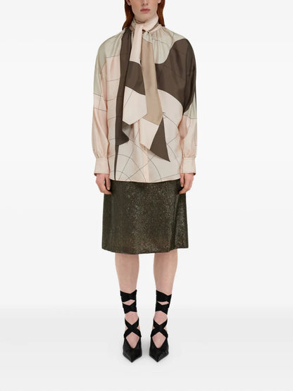 Sash-Detailed Silk Shirt