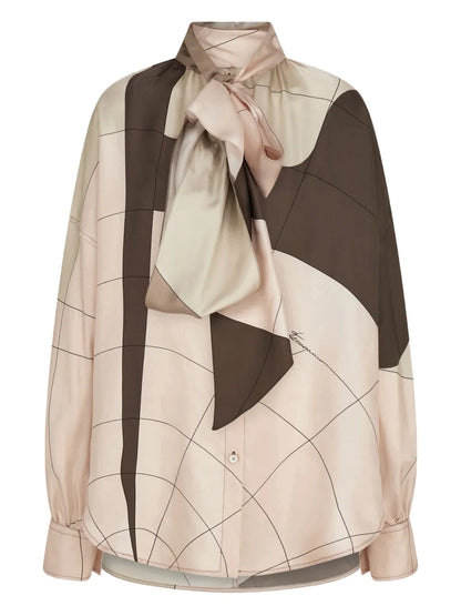 Sash-Detailed Silk Shirt