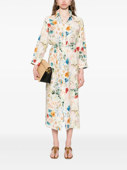 Floral-Print Midi Dress