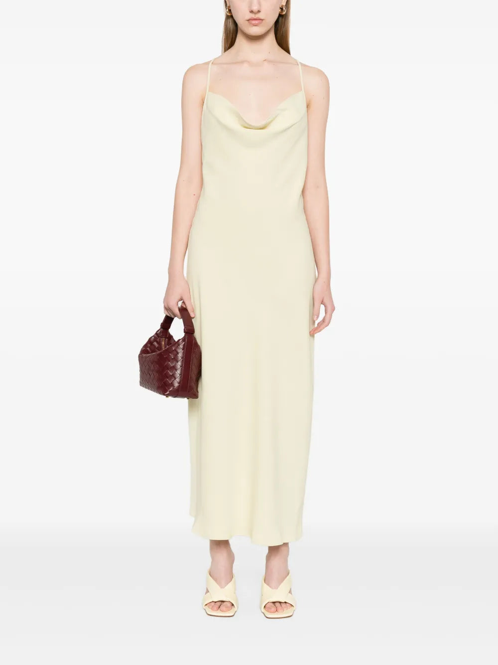 Low-Back Drape Midi Dress