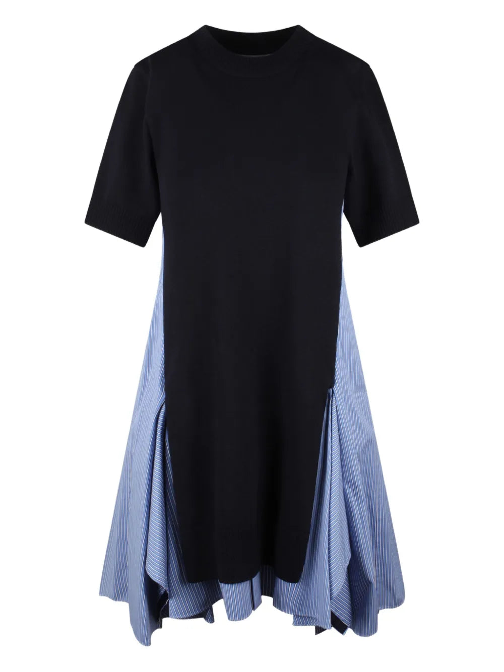 Striped-Panel Midi Dress