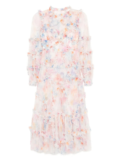 Floral Diamond Ruffle Gown