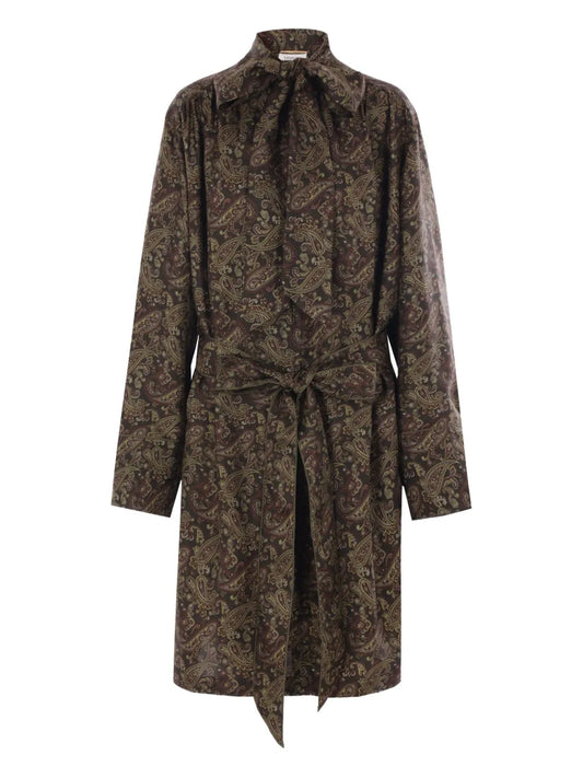 Paisley-Print Silk Dress