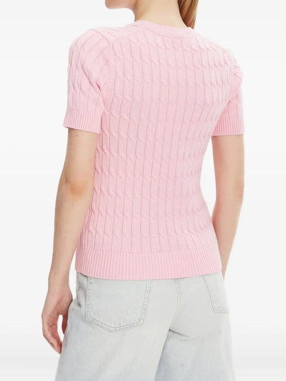 Cable-Knit Short-Sleeve Sweater
