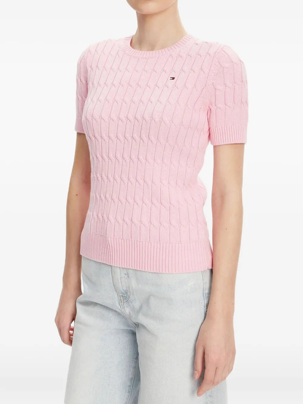 Cable-Knit Short-Sleeve Sweater