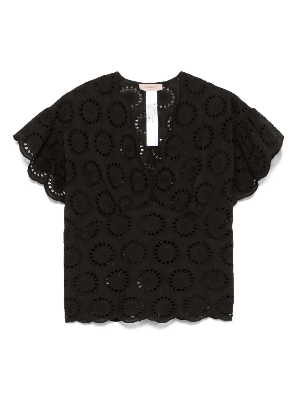 Broderie-Anglaise Cap-Sleeve Blouse