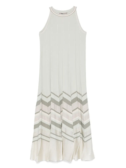 Chevron-Pattern Midi Dress