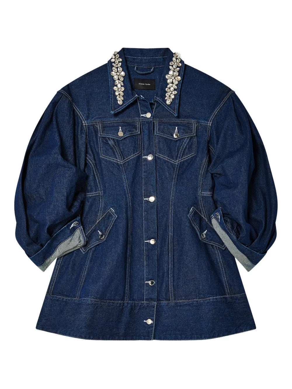 Rhinestone-Collar Denim Jacket