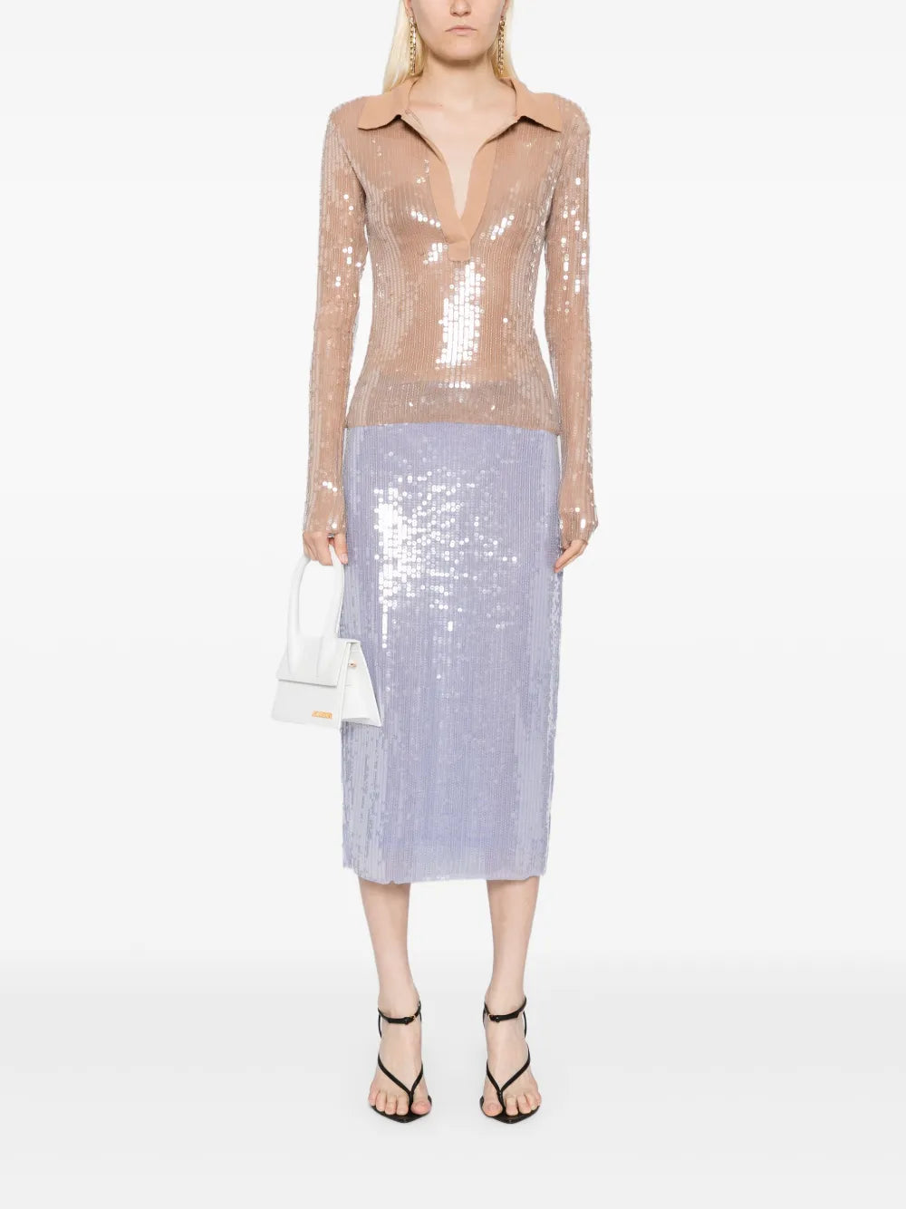 Sequin-Embellished Mesh Top