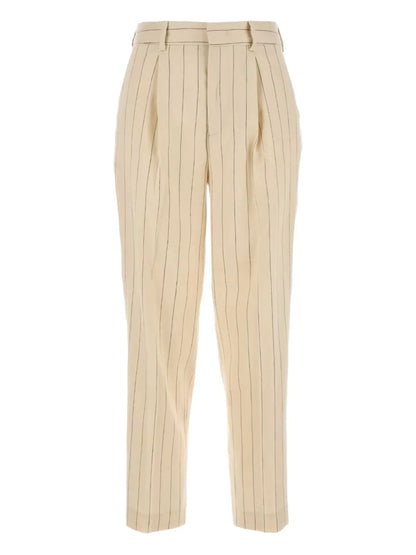 Embroidered Linen-Blend Trousers