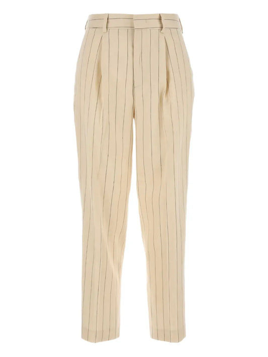 Embroidered Linen-Blend Trousers