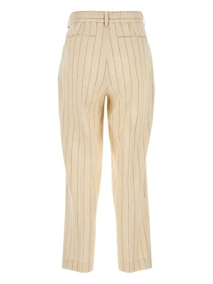 Embroidered Linen-Blend Trousers