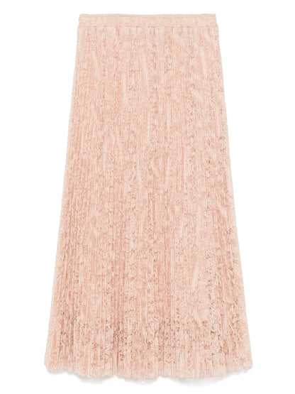 Floral-Embroidered Midi Skirt