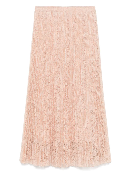 Floral-Embroidered Midi Skirt