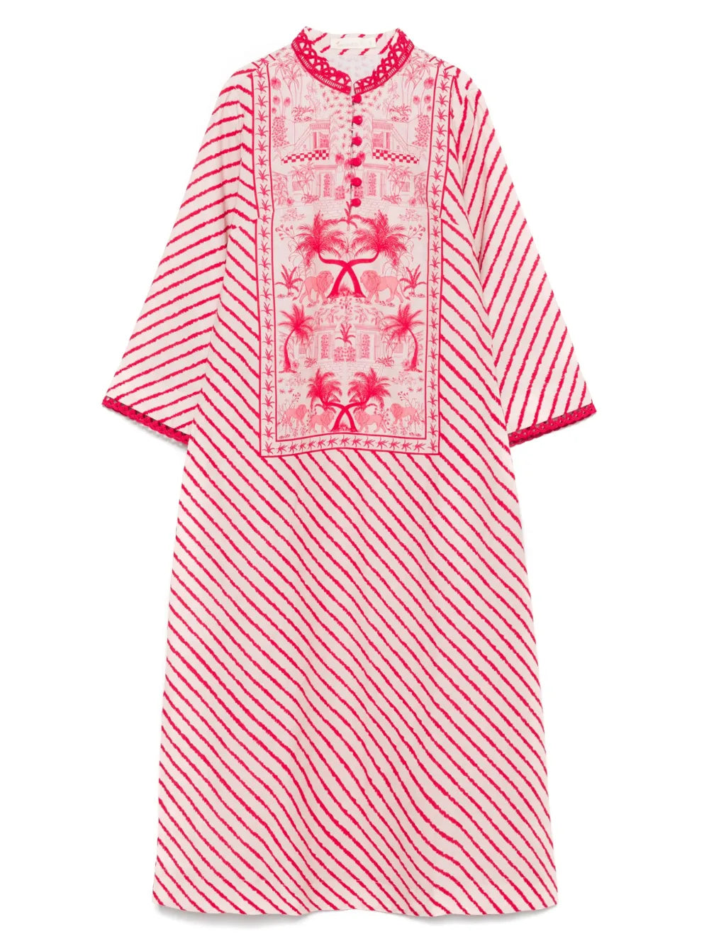 Diagonal-Stripe Midi Dress
