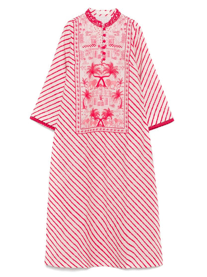 Diagonal-Stripe Midi Dress
