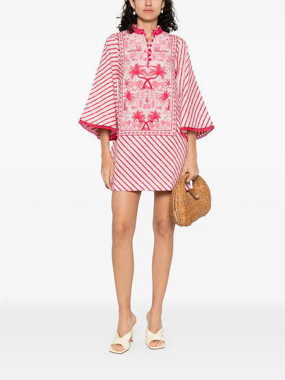 Diagonal-Stripe Mini Dress