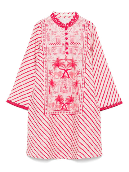 Diagonal-Stripe Mini Dress