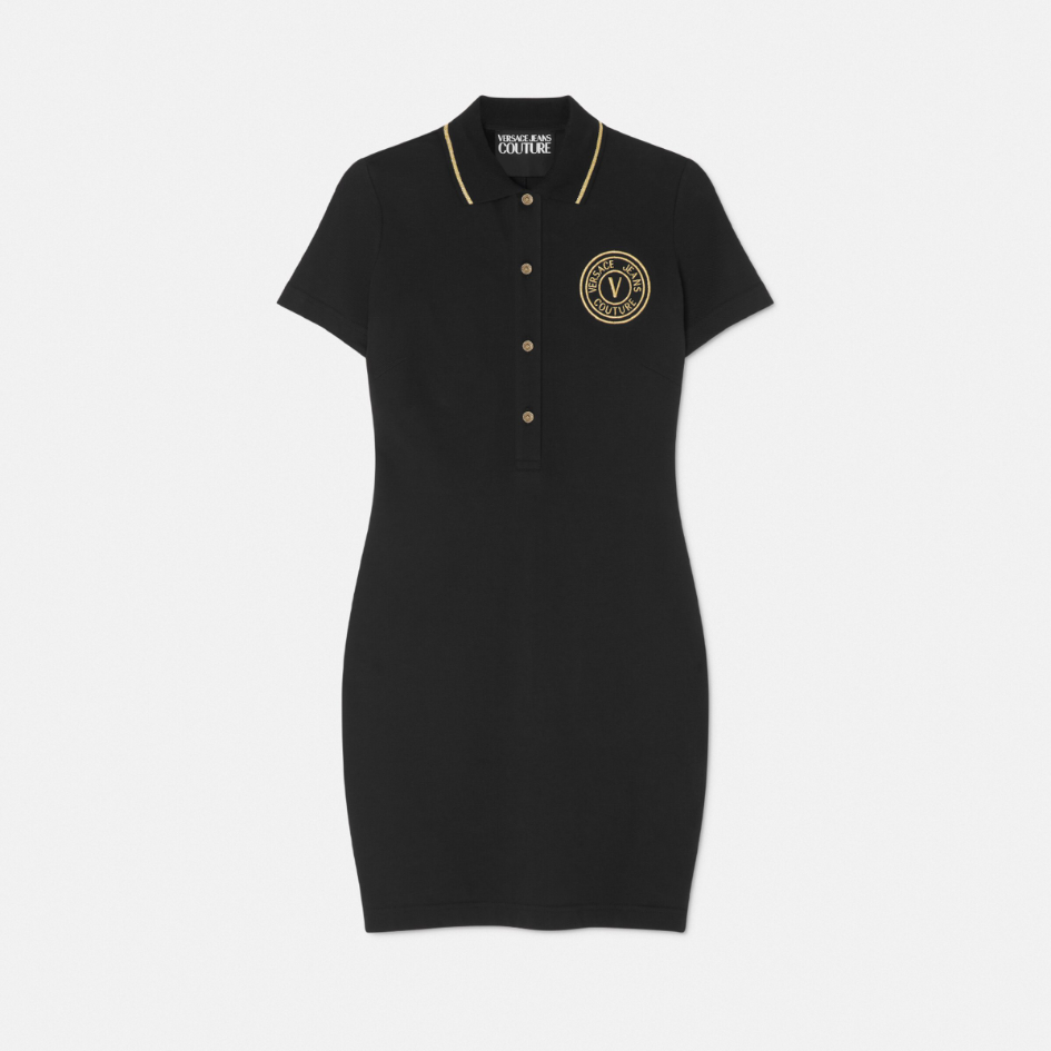 V-Emblem Midi Polo Dress