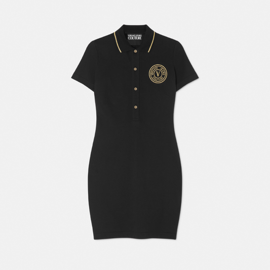 V-Emblem Midi Polo Dress