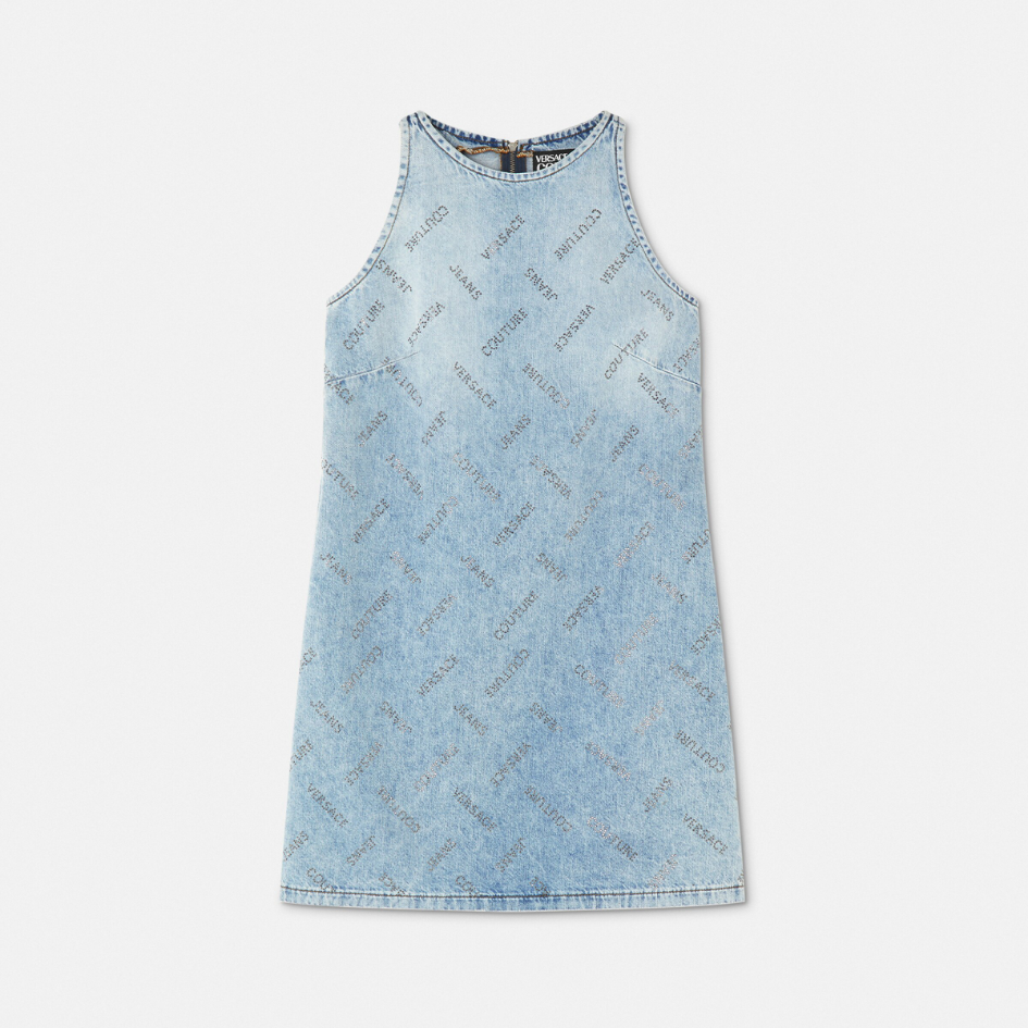 Studded Logo Denim Mini Dress