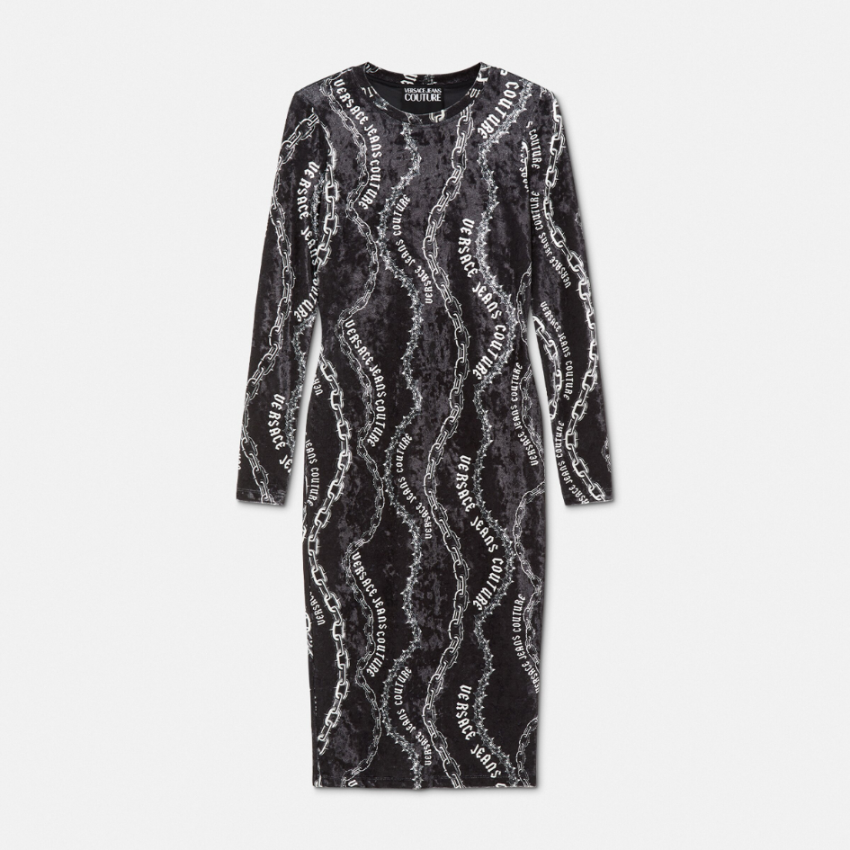 Chain Couture Velvet Midi Dress