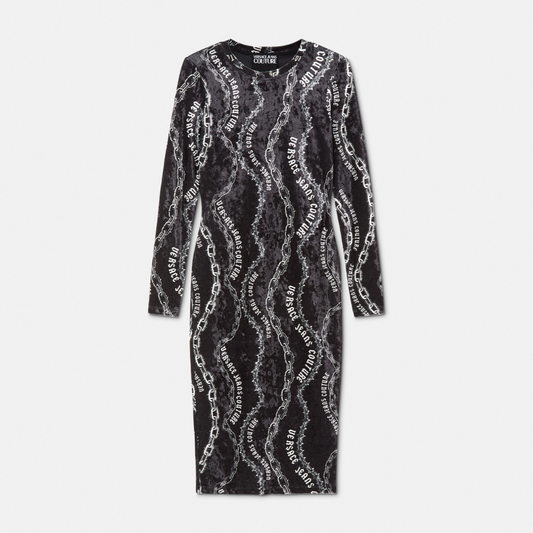 Chain Couture Velvet Midi Dress