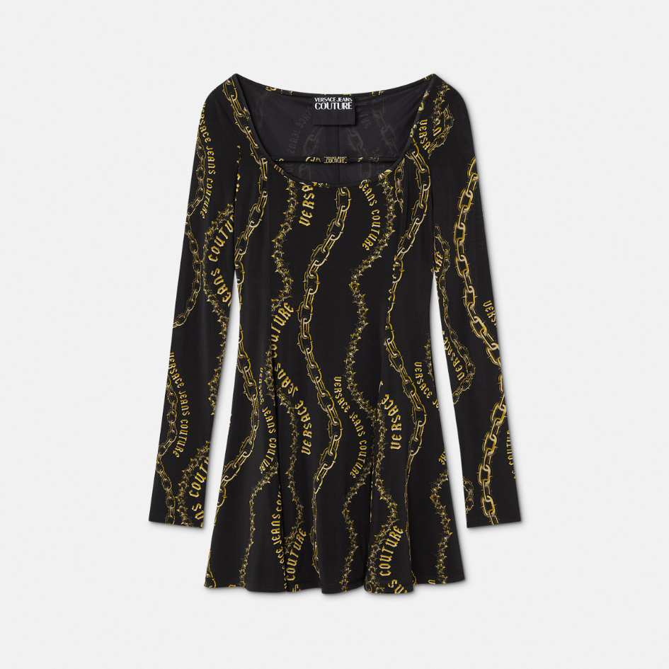 Chain Couture Flared Mini Dress