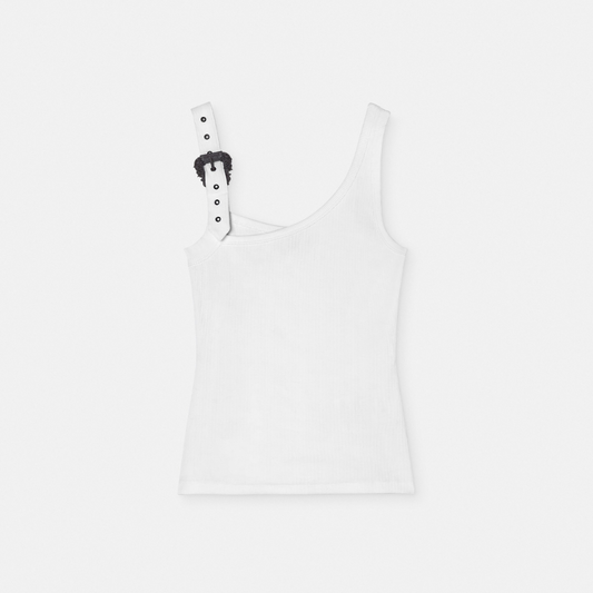 Baroque Buckle Ribbed Tank Top