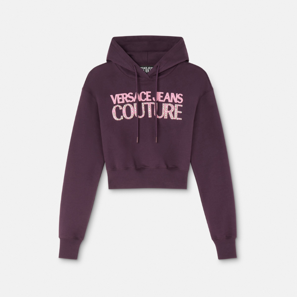 Embellished Logo Crop Hoodie