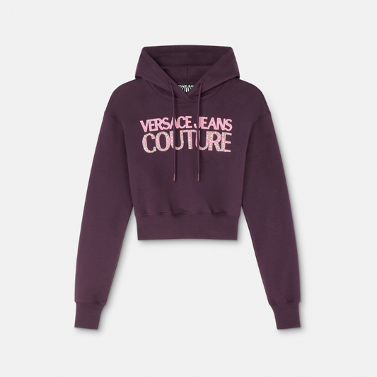 Embellished Logo Crop Hoodie
