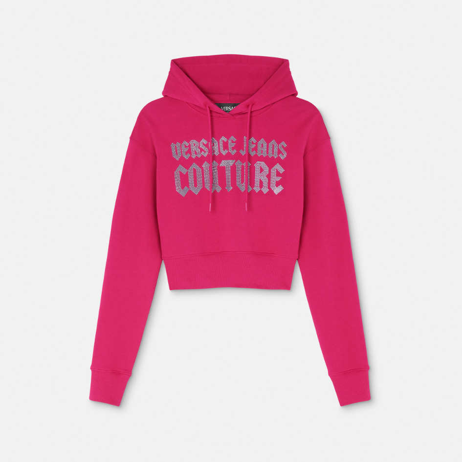 Crystal Gothic Logo Crop Hoodie
