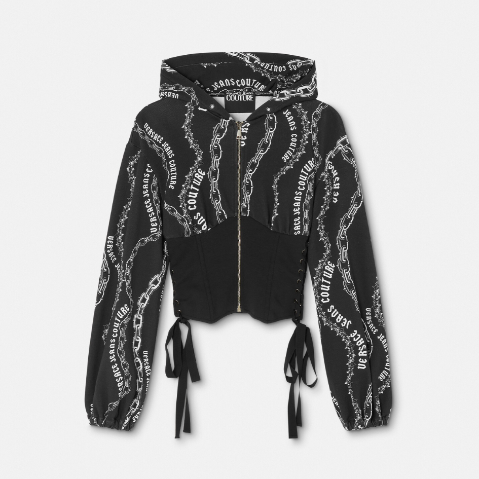 Chain Couture Zip Corset Hoodie