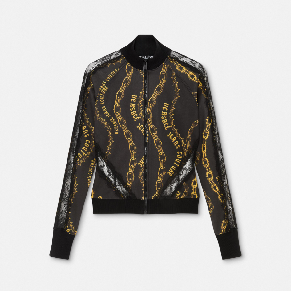 Chain Couture Lace Zip Sweatshirt