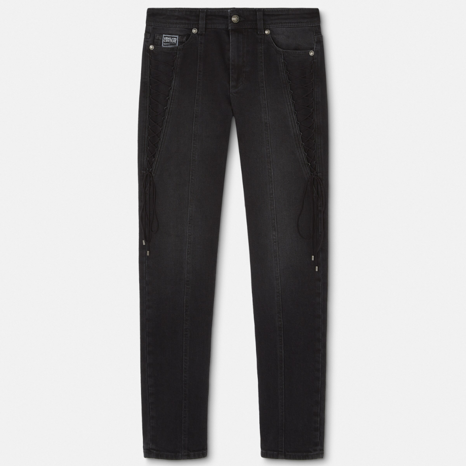Lace-Up Slim-Fit Jeans