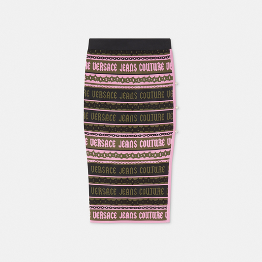 Stripes Jacquard Knit Midi Skirt