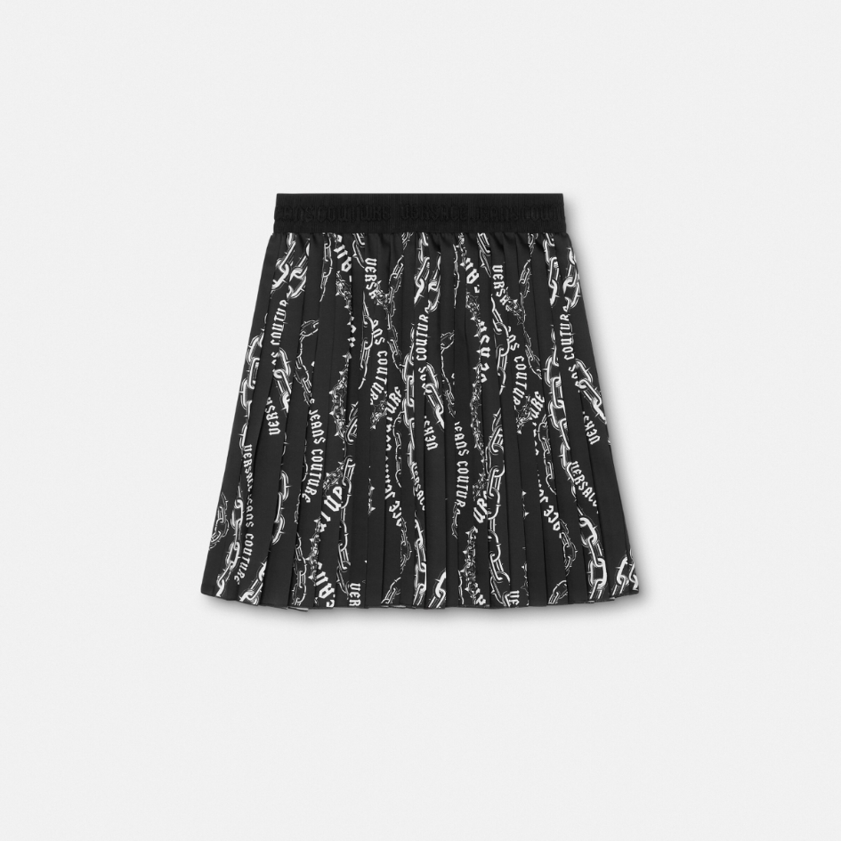 Chain Couture Pleated Mini Skirt