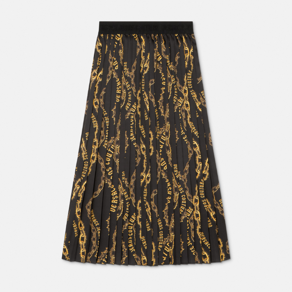 Chain Couture Pleated Midi Skirt