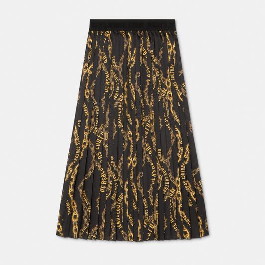 Chain Couture Pleated Midi Skirt