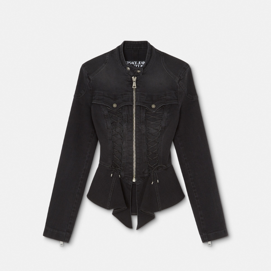 Lace-Up Denim Jacket